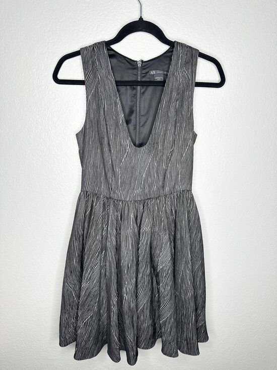 Armani Exchange Dresses & Skirts - Armani Exchange Dress Womens Size XS Silver Metallic Jacquard Fit & Flare Party
